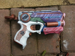 Size: 1024x768 | Tagged: safe, artist:ed-skar, princess celestia, irl, my little arsenal, nerf, nerf gun, photo, weapon