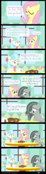 Size: 700x2660 | Tagged: safe, artist:dm29, coco pommel, fluttershy, marble pie, pegasus, pony, hearthbreakers, comic, donut, shy, the council of shy ponies, yay