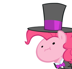 Size: 908x869 | Tagged: safe, pinkie pie, earth pony, pony, :i, bowtie, fancy, hat, simple background, solo, top hat, transparent background, wut face