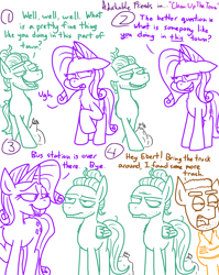 Size: 1280x1611 | Tagged: safe, artist:adorkabletwilightandfriends, rarity, zephyr breeze, pony, unicorn, comic:adorkable twilight and friends, adorkable friends, burn, comic, dialogue, flirting, lineart, pick up line, rejected, shipping denied, sick burn, slice of life, trash