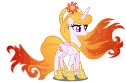 Size: 6000x3928 | Tagged: safe, artist:orin331, nightmare star, princess celestia, alicorn, pony, absurd resolution, alternate design, alternate universe, dancerverse, female, halo, jewelry, mane of fire, mare, regalia, simple background, solo, transparent background, vector