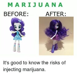 Size: 500x481 | Tagged: safe, edit, rarity, equestria girls, doll, drugs, equestria girls minis, exploitable meme, irl, marijuana, meme, photo, telling lies, toy, wat