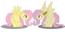 Size: 2807x1399 | Tagged: safe, artist:dr-whiskey, fluttershy, bat pony, pony, flutterbat, race swap, self ponidox