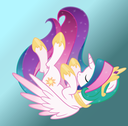 Size: 2480x2440 | Tagged: safe, artist:little903, princess celestia, alicorn, pony, base used, eyes closed, falling, gradient background, high res, solo