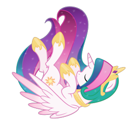 Size: 2480x2440 | Tagged: safe, artist:little903, princess celestia, alicorn, pony, base used, eyes closed, falling, female, high res, mare, simple background, solo, transparent background, younger