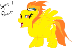 Size: 811x518 | Tagged: safe, derpibooru import, spitfire, pegasus, pony, female, mare, ms paint, solo, two toned mane, wings, yellow coat