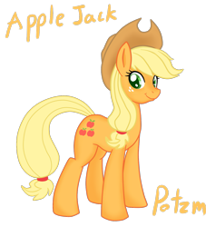 Size: 1181x1300 | Tagged: safe, artist:potzm, applejack, earth pony, pony, applejack's hat, blonde, blonde mane, blonde tail, female, green eyes, mare, orange coat, solo