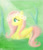 Size: 1024x1195 | Tagged: safe, artist:gjkou, fluttershy, pegasus, pony, crepuscular rays, floral head wreath, prone, smiling, solo