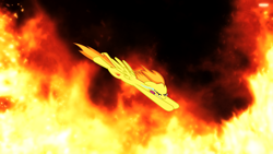 Size: 2560x1440 | Tagged: safe, artist:daringdashie, derpibooru import, spitfire, fire, solo, sonic rainboom, spitfiery