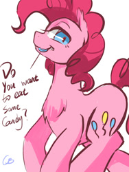 Size: 1500x2000 | Tagged: safe, artist:crazy bush, pinkie pie, earth pony, pony, candy, female, mare, pink coat, pink mane, solo