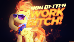 Size: 1920x1080 | Tagged: safe, artist:adrianimpalamata, artist:d4svader, derpibooru import, spitfire, wonderbolts academy, bitchfire, glasses, grunge, plot, smiling, sunglasses, vector, vulgar, wallpaper, whistle