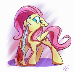 Size: 540x529 | Tagged: safe, artist:tsitra360, fluttershy, pegasus, pony, chips, my little art challenge, solo, this will end in tears