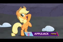 Size: 960x640 | Tagged: safe, screencap, applejack, earth pony, pony, the cutie map, blonde mane, female, mare, orange coat, solo