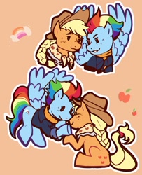 Size: 1000x1233 | Tagged: safe, artist:zxid94, derpibooru import, applejack, rainbow dash, earth pony, pegasus, pony, the last problem, appledash, cowboy hat, female, granny smith's scarf, hat, lesbian, mare, older, older applejack, older rainbow dash, shipping, simple background