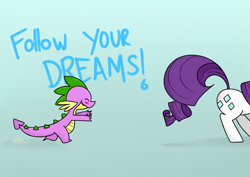 Size: 1100x780 | Tagged: safe, artist:grim ponka, rarity, spike, dragon, pony, unicorn, female, inspirational, male, mare, shipping, sparity, straight