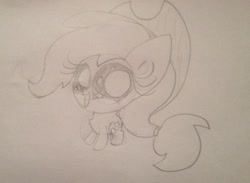 Size: 2090x1534 | Tagged: safe, applejack, earth pony, pony, chibi, cute, monochrome, traditional art