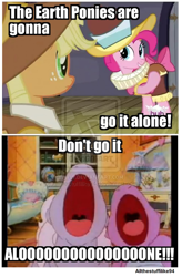 Size: 600x912 | Tagged: dead source, safe, edit, edited screencap, screencap, applejack, chancellor puddinghead, lickety split, pinkie pie, smart cookie, spike, dragon, earth pony, pony, g1, hearth's warming eve (episode), my little pony: the movie (g1), deviantart watermark, i'll go it alone, obtrusive watermark, watermark