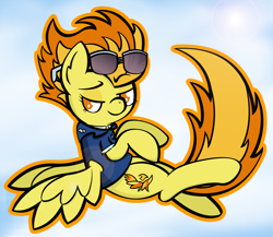 Size: 2324x2014 | Tagged: safe, artist:dahhez, derpibooru import, spitfire, pegasus, pony, clothes, female, mare, outline, simple background, solo, sunglasses, uniform, upside down, white background, wonderbolts dress uniform