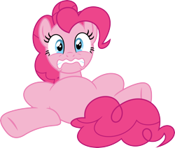 Size: 3568x3023 | Tagged: safe, artist:porygon2z, pinkie pie, earth pony, pony, the one where pinkie pie knows, belly, featureless crotch, frown, scared, simple background, solo, transparent background, vector, wavy mouth