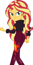 Size: 2279x4496 | Tagged: safe, alternate version, artist:marcorois, sunset shimmer, equestria girls, background removed, clothes, cutie mark on clothes, looking at you, looking back, looking back at you, pants, simple background, solo, sweatpants, transparent background