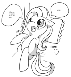 Size: 900x979 | Tagged: safe, fluttershy, pegasus, pony, bed, meme, pomf, what are we gonna do on the bed?