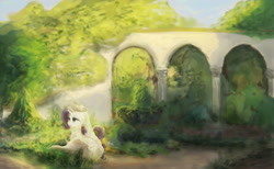 Size: 4000x2464 | Tagged: safe, artist:plotcore, rarity, pony, unicorn, chase your dreams, clothes, dress, female, mare, newbie artist training grounds, scenery, solo, wedding dress