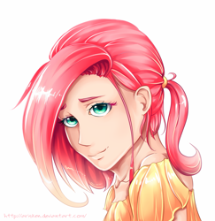 Size: 1883x1934 | Tagged: safe, artist:arisken, fluttershy, human, cute, humanized, looking at you, shyabetes, simple background, smiling, solo, white background