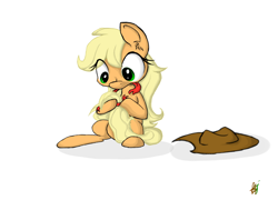 Size: 1000x720 | Tagged: safe, artist:sketchypencil326, applejack, earth pony, pony, ear fluff, loose hair, ribbon, simple background, sitting, solo