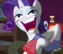 Size: 842x720 | Tagged: safe, screencap, rarity, pony, unicorn, fame and misfortune, crying, faic, great moments in animation, mid-blink screencap, nightmare fuel, rarisnap, solo, why i'm creating a gown darling