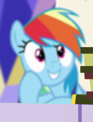 Size: 262x343 | Tagged: safe, derpibooru import, screencap, rainbow dash, pegasus, pony, better together, equestria girls, spring breakdown, blurry, book, cropped, cute, dashabetes, equestria girls ponified, ponified, solo, throne room