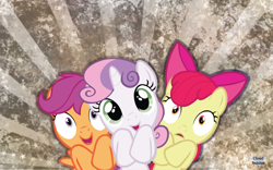 Size: 1920x1200 | Tagged: safe, artist:brutalikyd, artist:cloud-twister, derpibooru import, edit, apple bloom, scootaloo, sweetie belle, cute, cutie mark crusaders, hoof hang, vector, wallpaper, wallpaper edit