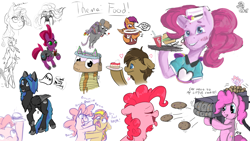 Size: 1920x1080 | Tagged: safe, artist:allyclaw, artist:fluffyxai, artist:huffylime, artist:jennithedragon, artist:laptopdj, artist:littlepony115, artist:m3g4p0n1, pinkie pie, scootaloo, sunset shimmer, tempest shadow, oc, oc:solar eclipse, oc:spirit wind, anthro, cake pony, food pony, mouse, original species, pony, anthro oc, burger, cake, cookie, cup, drawpile, drawpile disasters, eating, food, jetpack, kfc, mlpds, ponified, pony oc, rocket launcher, straw, waitress