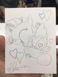 Size: 1536x2048 | Tagged: safe, artist:andypriceart, rarity, spike, dragon, pony, unicorn, andy price is trying to murder us, andy you magnificent bastard, blushing, cute, female, hug, male, monochrome, raribetes, shipping, sparity, straight, traditional art