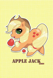 Size: 602x886 | Tagged: safe, artist:booseo, applejack, earth pony, pony, cute, obligatory apple, pixiv, solo