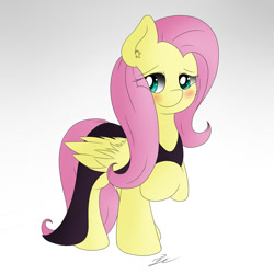 Size: 1500x1500 | Tagged: safe, artist:fluttair, fluttershy, pegasus, pony, scare master, blushing, clothes, costume, cute, dress, nightmare night costume, solo