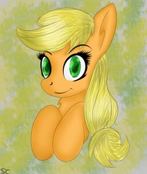 Size: 824x970 | Tagged: safe, applejack, earth pony, pony, hatless, looking at you, missing accessory, solo