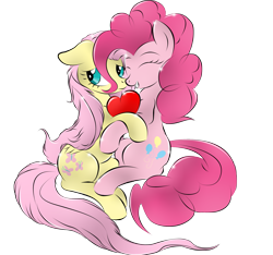 Size: 2425x2274 | Tagged: safe, artist:v-d-k, fluttershy, pinkie pie, earth pony, pegasus, pony, female, flutterpie, lesbian, shipping