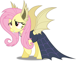 Size: 3733x3000 | Tagged: safe, artist:dashiesparkle, fluttershy, bat pony, pony, undead, vampire, vampony, scare master, .svg available, clothes, costume, flutterbat, flutterbat costume, nightmare night, nightmare night costume, ponyscape, raised hoof, simple background, solo, transparent background, vector