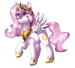 Size: 1396x1261 | Tagged: safe, artist:alithecat1989, princess celestia, alicorn, pony, female, mare, pink-mane celestia, raised hoof, simple background, smiling, solo, transparent background, younger