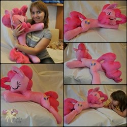 Size: 1027x1027 | Tagged: safe, artist:ketika, pinkie pie, human, irl, irl human, life size, photo, plushie, sleeping