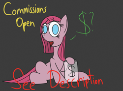 Size: 1199x887 | Tagged: safe, artist:mr. rottson, pinkie pie, earth pony, pony, commission info, pinkamena diane pie, solo