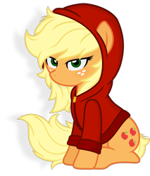 Size: 4268x5000 | Tagged: safe, artist:godoffury, applejack, earth pony, pony, absurd resolution, clothes, hoodie, loose hair, messy mane, simple background, solo, transparent background, vector