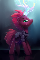 Size: 2000x3000 | Tagged: safe, artist:lilfunkman, tempest shadow, pony, unicorn, my little pony: the movie, broken horn, electricity magic, female, horn, lightning, magic, mare, solo