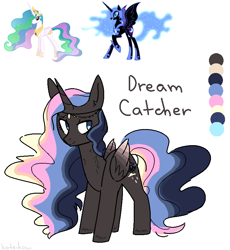 Size: 786x856 | Tagged: safe, artist:koteikow, nightmare moon, princess celestia, oc, alicorn, pony, fusion