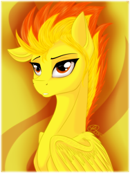 Size: 1500x2000 | Tagged: safe, artist:sevenada, derpibooru import, spitfire, pegasus, pony, female, mare, solo, two toned mane, wings, yellow coat