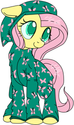 Size: 515x870 | Tagged: safe, artist:krazykari, artist:mcsadat, fluttershy, pegasus, pony, clothes, pajamas, simple background, smiling, solo, transparent background