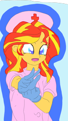 Size: 1080x1920 | Tagged: safe, artist:drunken bubblez, derpibooru exclusive, sunset shimmer, equestria girls, clothes, colored pupils, female, gloves, nurse outfit, solo