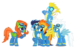 Size: 2204x1384 | Tagged: safe, artist:offical-lunaflaire, derpibooru import, fleetfoot, soarin', spitfire, surprise, oc