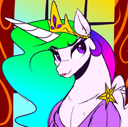 Size: 1412x1405 | Tagged: source needed, safe, artist:patch, edit, princess celestia, alicorn, pony, colored, cropped, female, solo