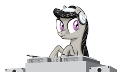 Size: 8000x4500 | Tagged: safe, artist:justablankflank, octavia melody, earth pony, pony, absurd resolution, scrunchy face, turntable